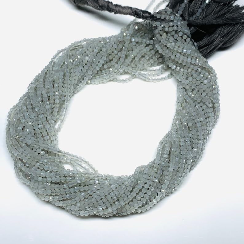 Natural Grey Moonstone rondelle Faceted Beads 2 mm 13 inch Long String Jewelry Making Gemstone Beads for Necklace Bracelet