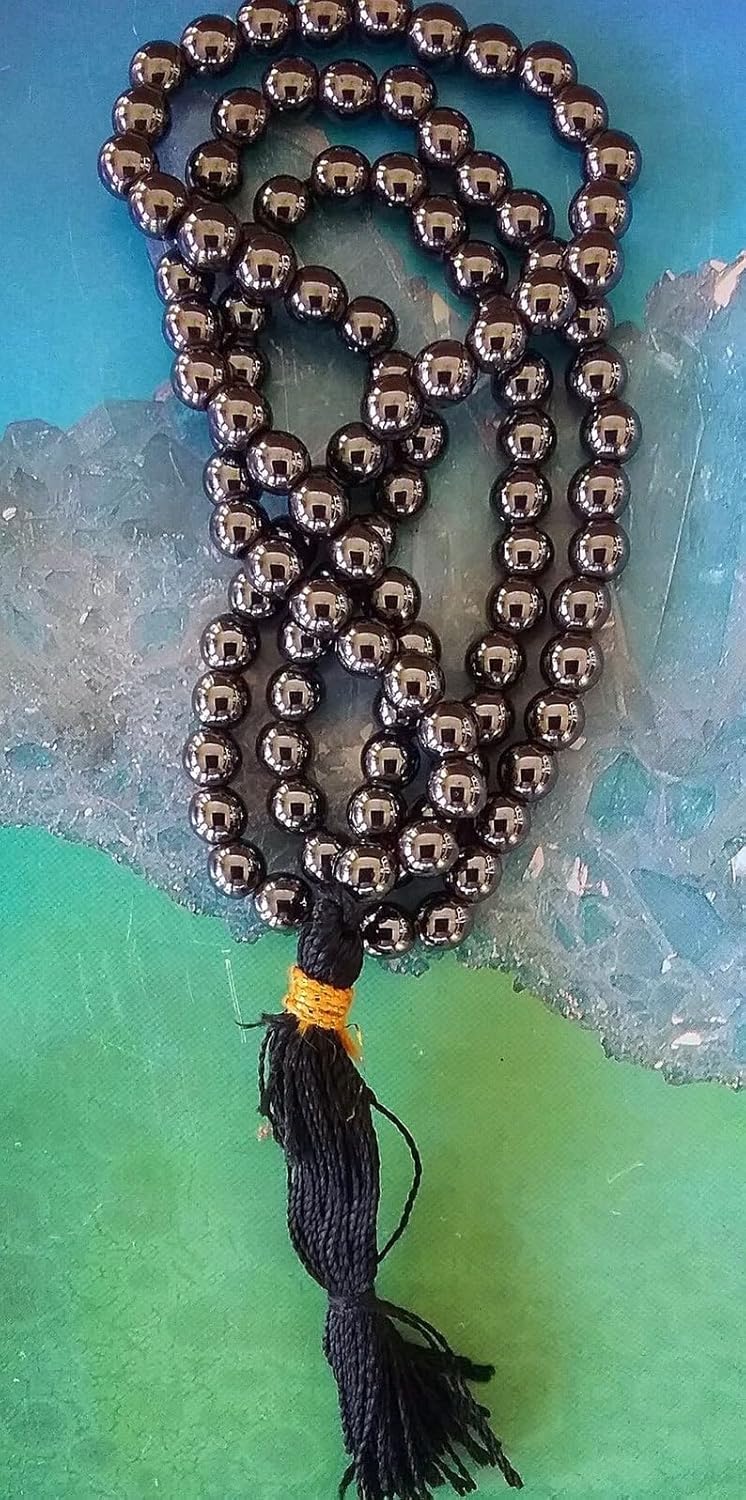 Natural HEMATITE 6mm 108 Mala Beads, Spiritual, Meditation Beads, Reiki, Japa Mala, Buddhist Prayer Beads, Yoga Bracelet, healing beads LKMALA-RRGU-3065