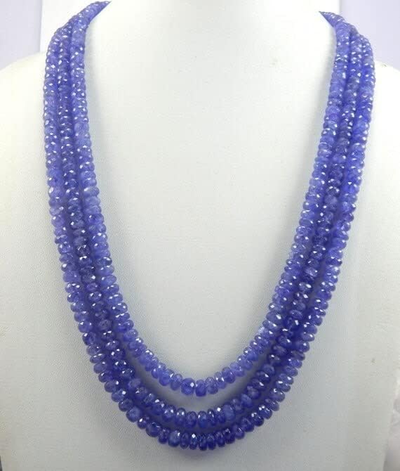 Tanzanite Beads Faceted Tanzanite Rondelles, Natural Tanzanite Beads, 4-7mm Blue Puprle 3 Strand Necklace