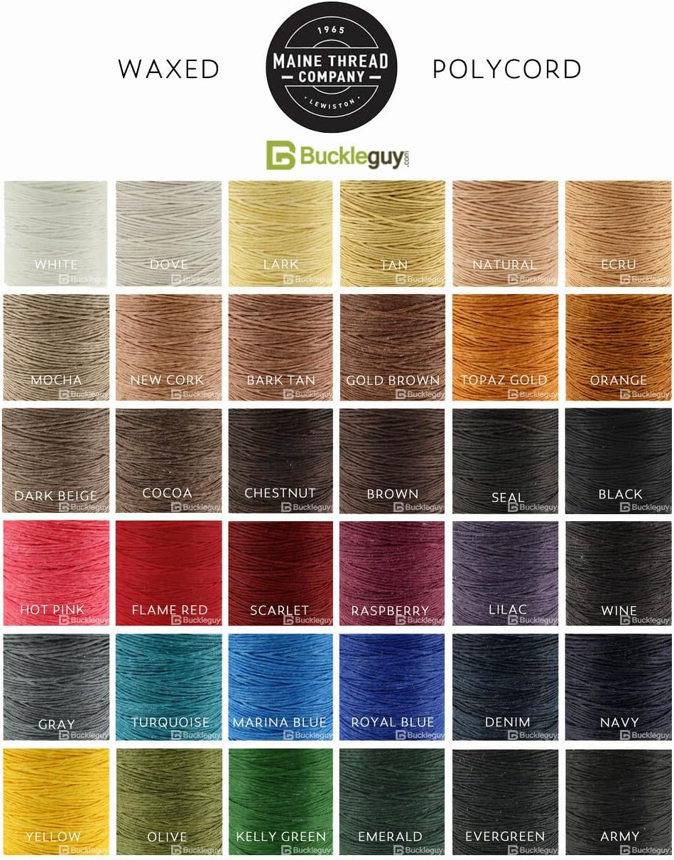 Buckleguy.com Maine Thread, Twisted Waxed Cord, 34 Color Set, .035