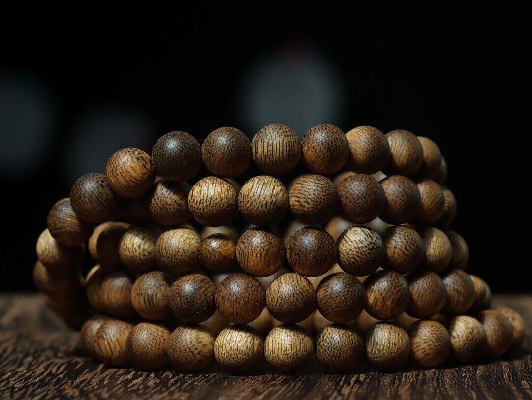 Agarwood 8mm*108pcs Hainan White Chess Sinking Rosary Beads Agarwood Buddha Beads Rosary