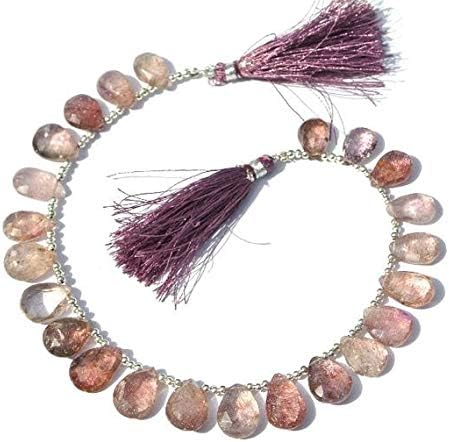 8 Inches Strand. New AHIGHival Natural Moss Amethyst Faceted Pear Briolette Size 13x9-15x10mm Code-HIGH-40856