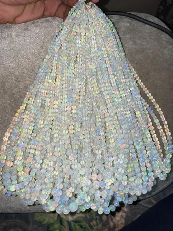 AAA+ Ethiopian Opal Smooth Round Beads 3.5-6 mm Welo Opal Bead Opal Plain Beads Fire Opal Beads Flashy Opal Bead for Making Jwelery