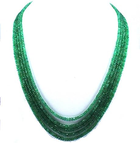 Natural Emerald 3-5mm faceted Rondelle Beads 5 strands 23 inches necklace