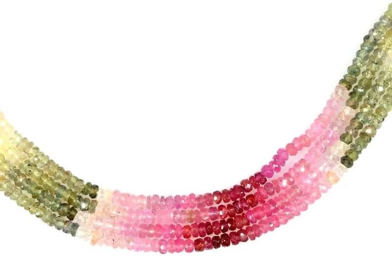 Multi Sapphire Faceted Rondelle Shape Beads 3mm DIY Jewellery Making Beads Loose Gemstone Healing Gemstone