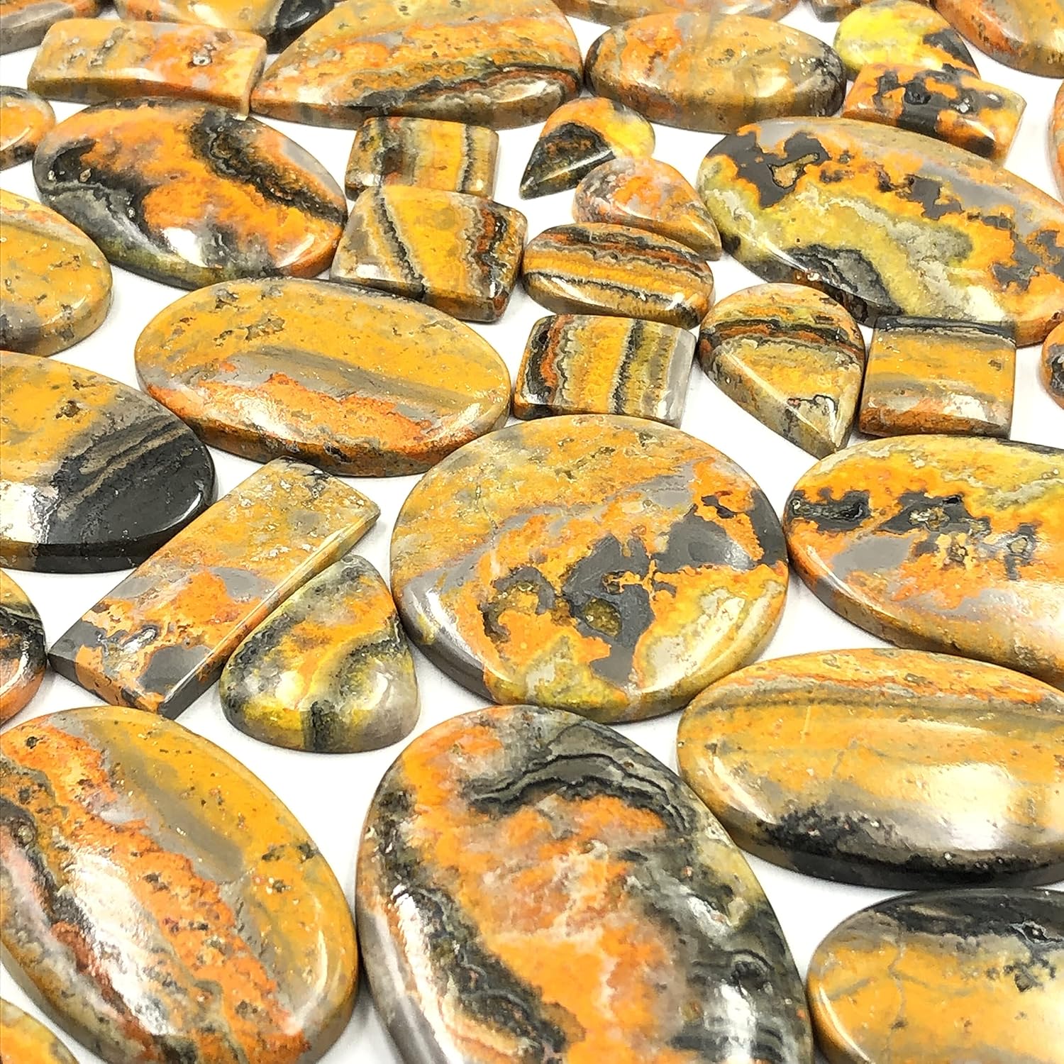 Natural BUMBLEBEE JASPER Gemstone Loose Cabochon Lot For Jewelry Making, Loose Gemstone For Ring, Earring & Pendant Necklace, Jewelry Making Cabochons, Healing Gemstones