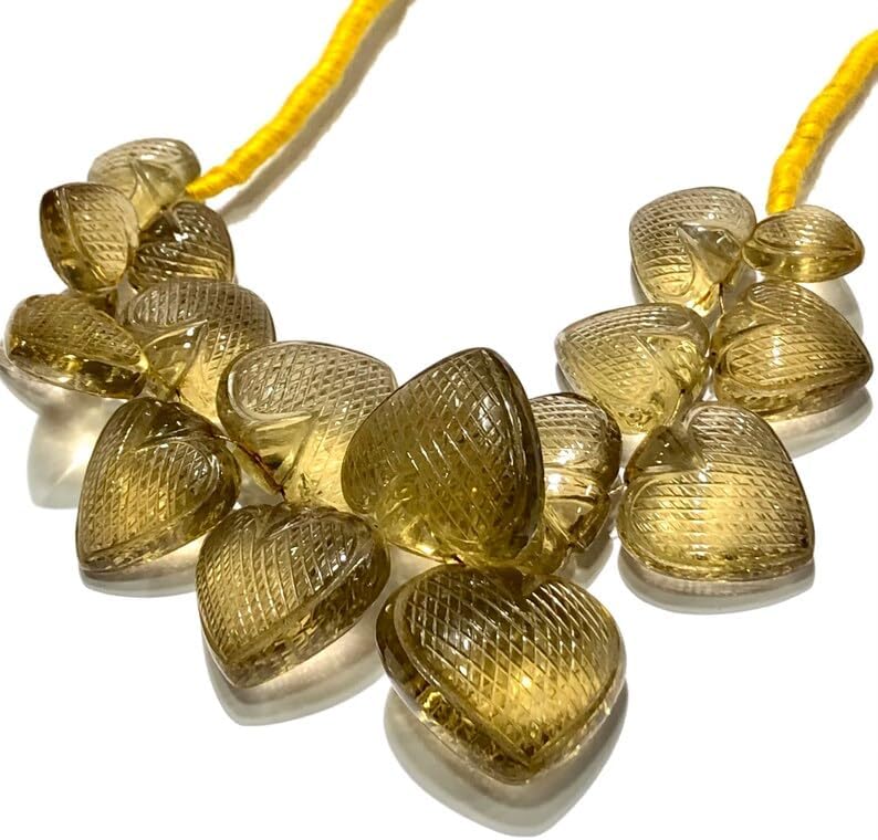 Natural Lemon Quartz Hert Smooth Beads 14x15-15x20mm 8 inch Long String Jewelry Making Gemstone Beads for Necklace Bracelet