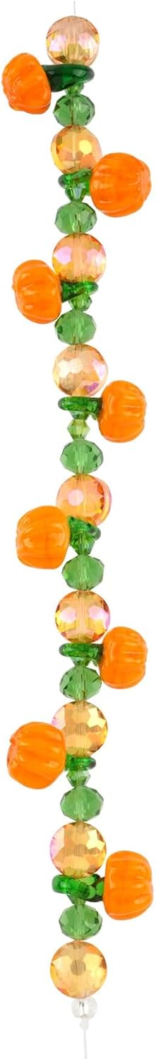 Bead Landing Orange Pumpkin Lampwork Glass Bead Mix – Handmade Beads with Spacer Beads in Various Sizes for Jewelry Making, Crafts & Home Decor, 12 Pack