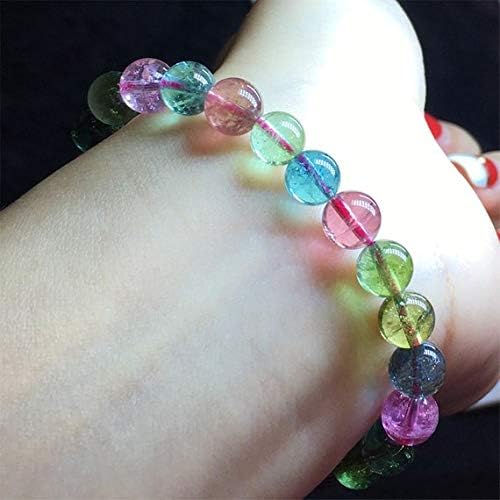 1 strands natural colorful purple green pink blue tourmaline multi-color stretch bracelet round beads 7.5mm 04501