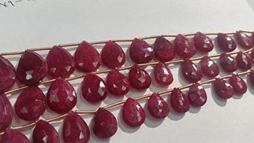 13 inch natural beads strand of 7x9-15x20mm faceted pear ruby gemstone briolletes beads for DIY jewelry - necklace, bracelet, earring, ring.