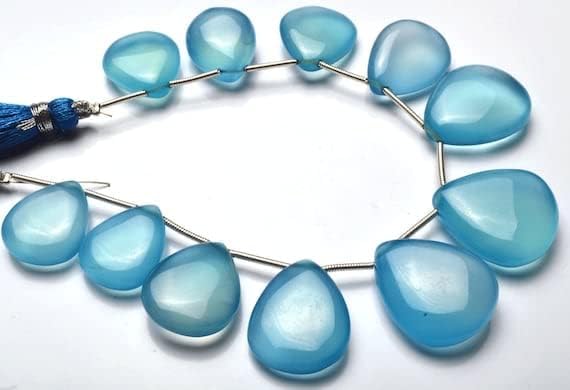 BEADS GEMSTONE 1 Strand Natural 6 Inch Long Strand,Superb Sky Blue Color CHALCENY Smooth Heart Shape Beads Briolettes 16 to 20 MM Code-HIGH-22037