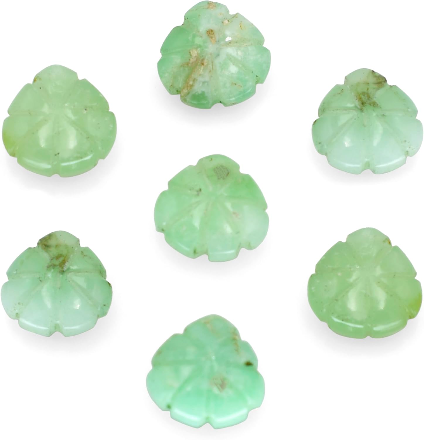 Chrysoprase Gemstone Beads Flower Shape - Heart Shape Carving 5X12X12 mm Loose Stone Carved Making Bead for Jewelry Wholesale Lot Beads Supply