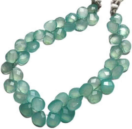 BEADS GEMSTONE 1 Strand Natural 9 Inch Long Strand,Superb Sky Blue Color CHALCENY Faceted Heart Shape Beads Briolettes 8 to 10 MM Code-HIGH-21741