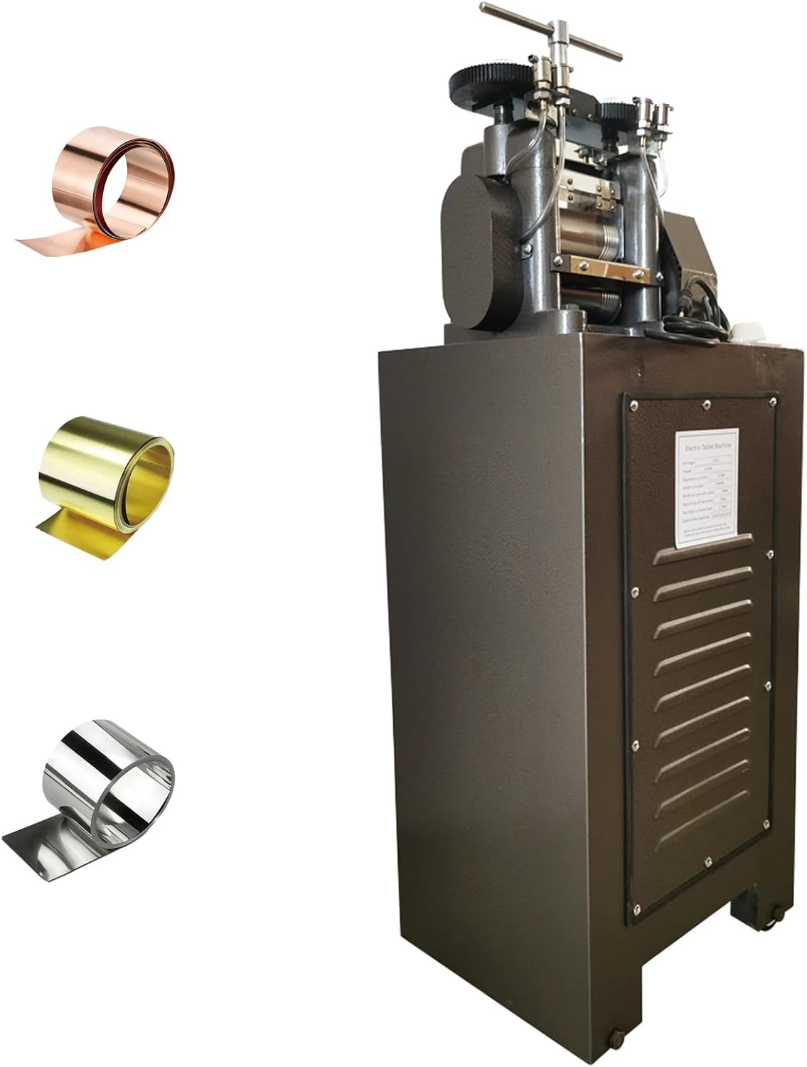 BEILOCKERY 110V Electric Vertical Jewelry Rolling Mill Machine 1500W DIY Jewelry Making Flake Pressing Machine Metal Wire/Flat Sheet Presser for Gold Silver Platinum Copper