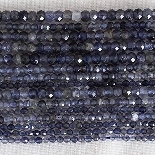 13 inch Strand of Natural gem Iolite Semi, 4x3mm rondelle Faceted Beads for DIY Jewelry Making. | Beads_04921
