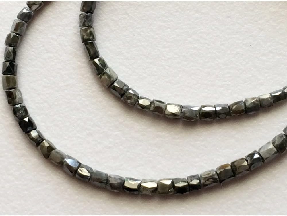 1.5mm To 2.5mm Gray Sparkling Faceted Diamond Beads, Conflict Free Diamonds For Jewelry, Faceted Pipe Diamonds (4IN To 16IN Options), 1.5 MM - 2.5 MM