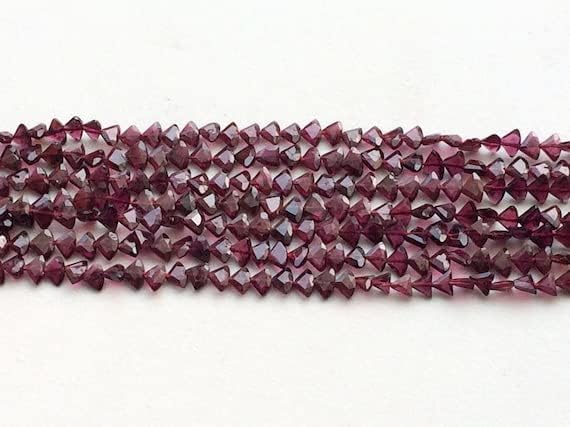BEADS GEMSTONE 5 Strand Natural Garnet Faceted Fancy Trillion Beads, Natural Garnet Necklace, 6mm 12 Inch Long Long Code-HIGH-17982