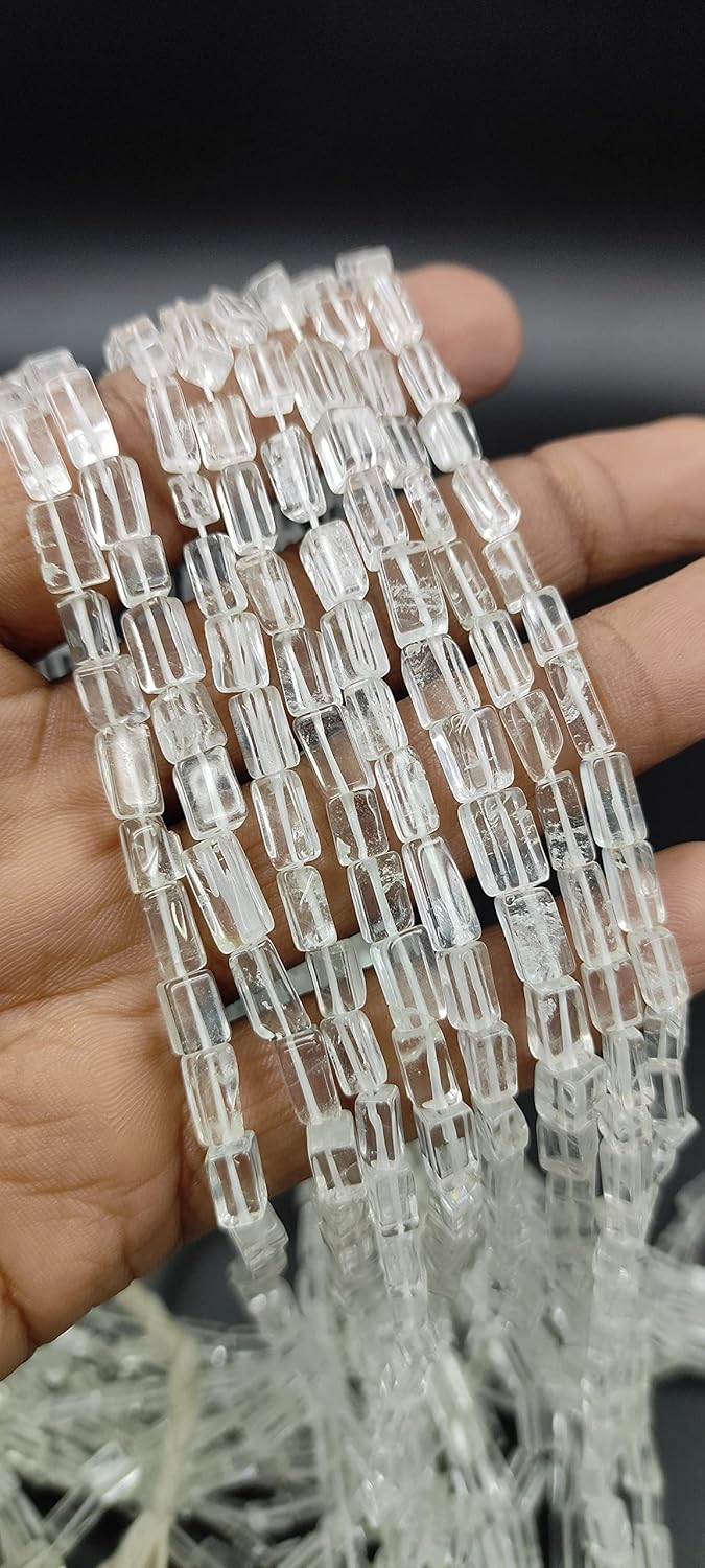Hanumat Gems Lot of 10 Strands Natural Crystal Quartz Smooth Rectangle Shape Gemstone Beads,Quartz Irregular Flat Beads,Quartz Smooth Beads,13 Inches Gemstone Beads