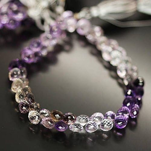 13 inch natural beads strand of 8mm faceted drop amethyst quartz gemstone briolletes beads for DIY jewelry - necklace, bracelet, earring, ring.