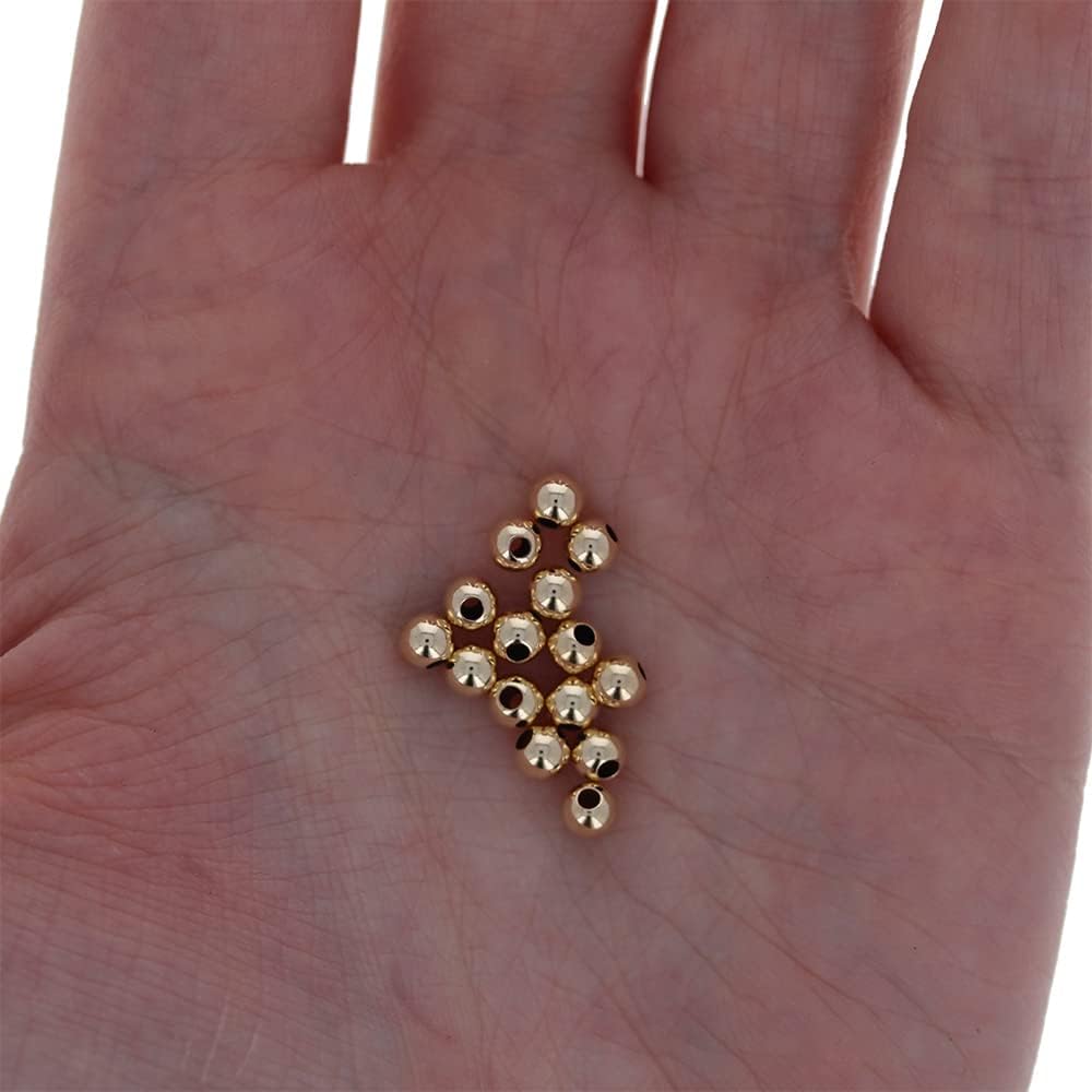 4mm Gold Filled Round Beads, 100 Pieces, Medium Hole Size, Seamless Gold Beads