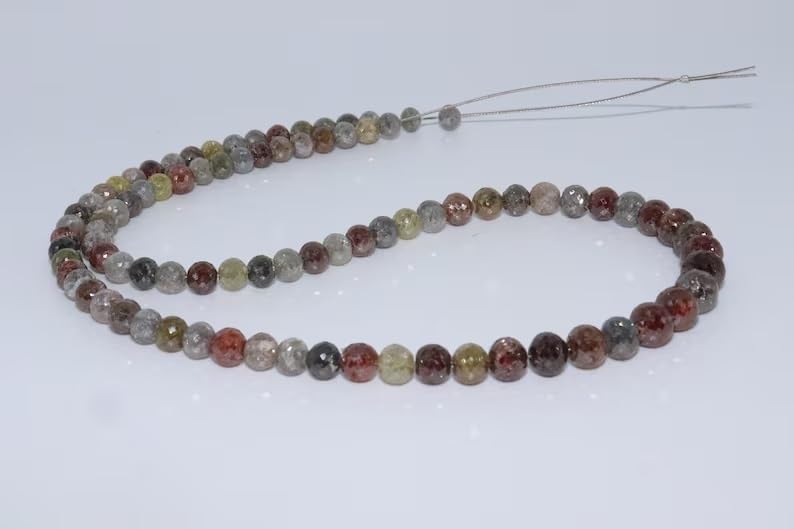 Natural Multi Color Diamond Faceted Round Beads 4.5-6MM Real Diamond Beads for Jewelry Making