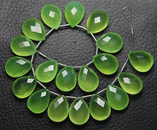 5 Matched Pair, AAA Quality,Prehnite Chalcedony Faceted Pear Shape Briolettes 16x10mm