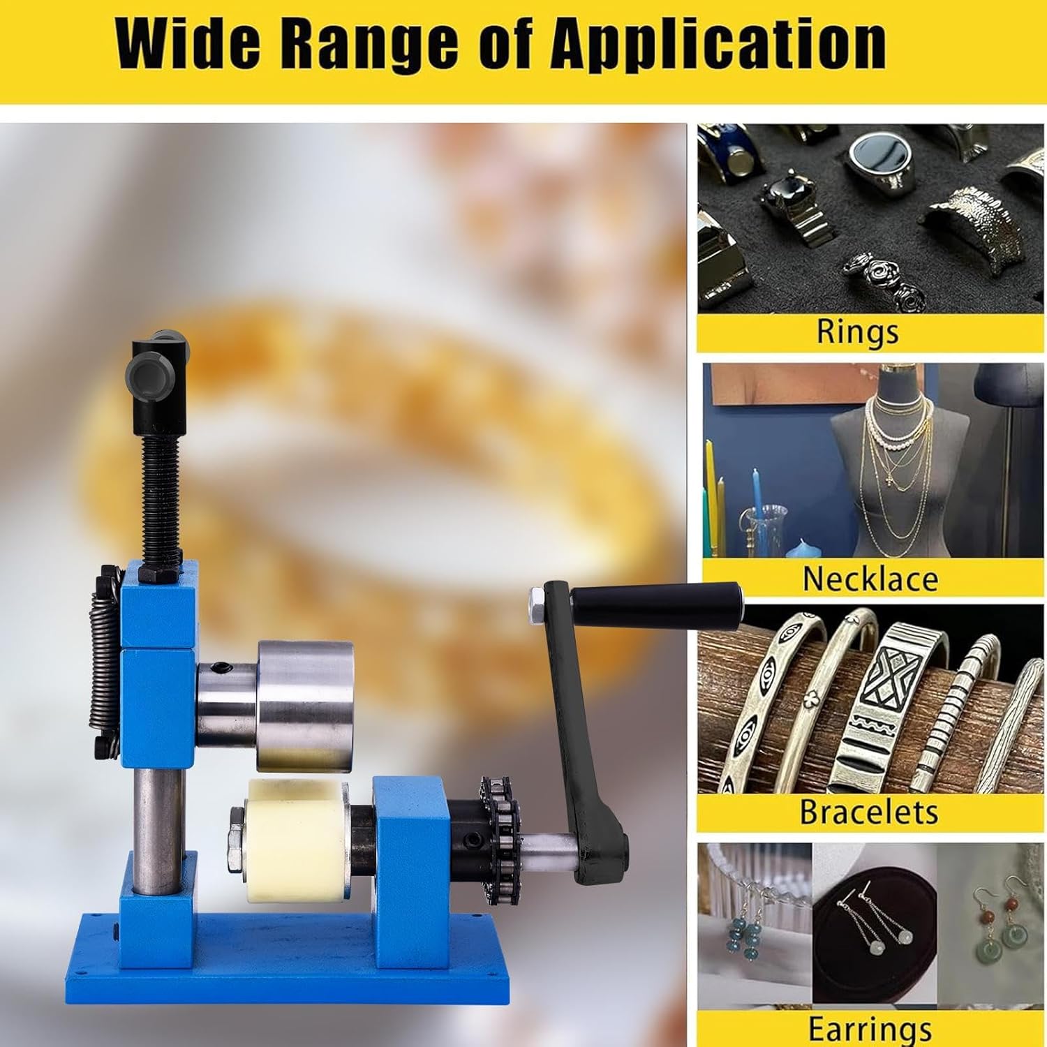 Hand Crank Ring Bending Machine | Multi-Functional Jewelry Press Rolling Ring Tool | Hand-Cranked Metal Processing Maker Crafts Tool for Aluminum Copper Silver Earring