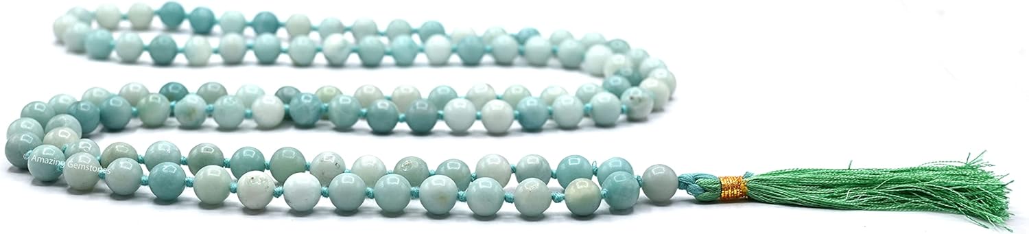 Amazing Gemstone Japa Mala 108 Prayer Beads Necklace and Wrist Mala Bracelet for Meditation