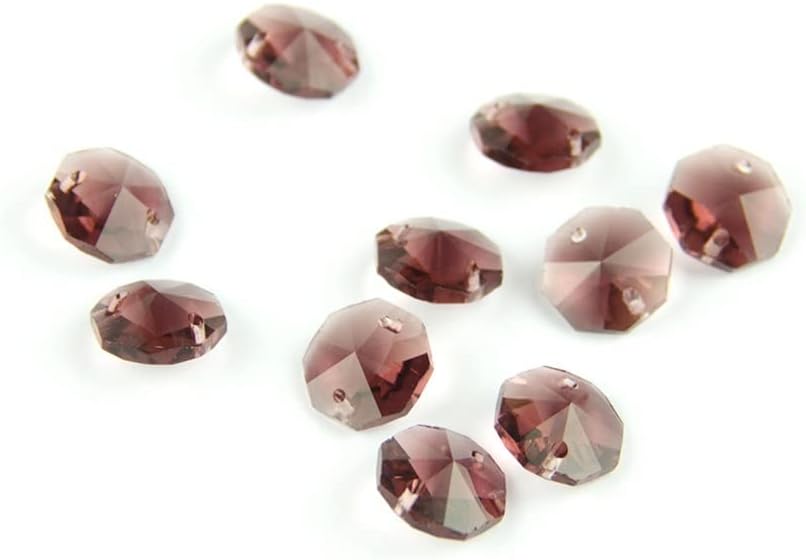 Hanging Crystals Prisms Crystal Octagon Beads Amethyst 14mm 1 Hole/2 Holes Crystal Chandelier Beads Chandelier Glass Prism Pendant for Lighting Parts Hangings Crystals for Decoration(1 Hole,2000pcs)