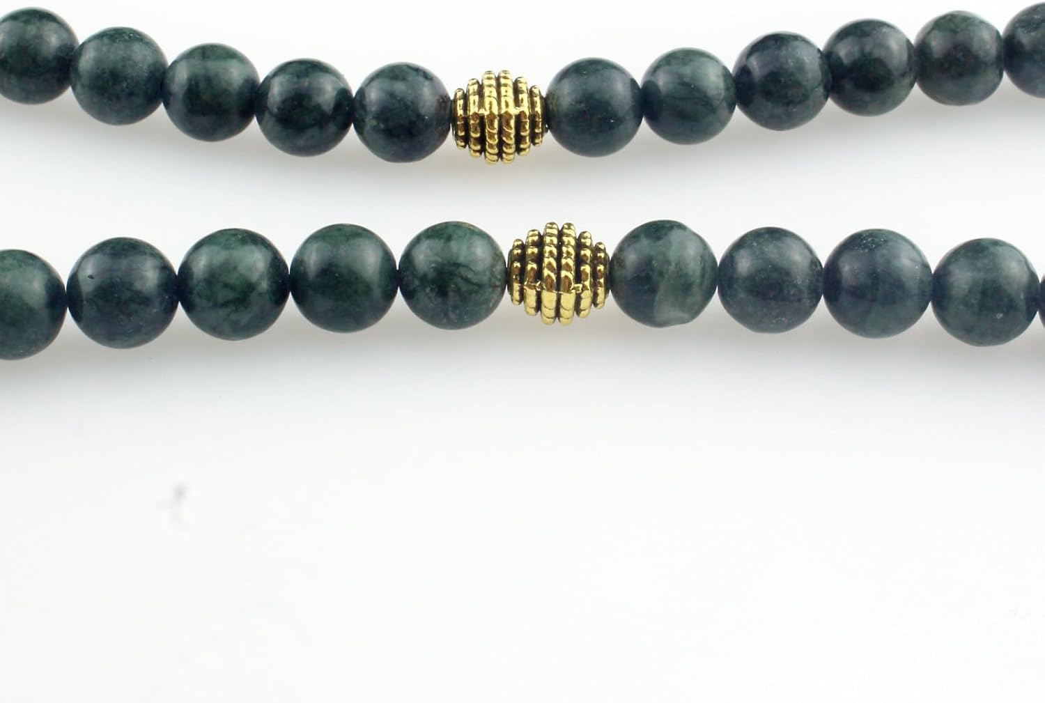 Muslims Islamic Dhikr Tasbeeh 99 Tasbih Prayer Beads, Dark Green Jade Stone Beads with Tassel