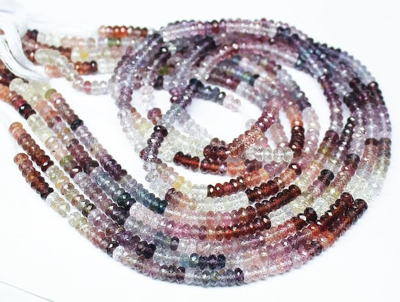 13 inch Strand of Natural gem Multi Spinel, 3-3.5mm Rondelle Faceted Beads for DIY Jewelry Making. | Beads_05585, As Per Photo