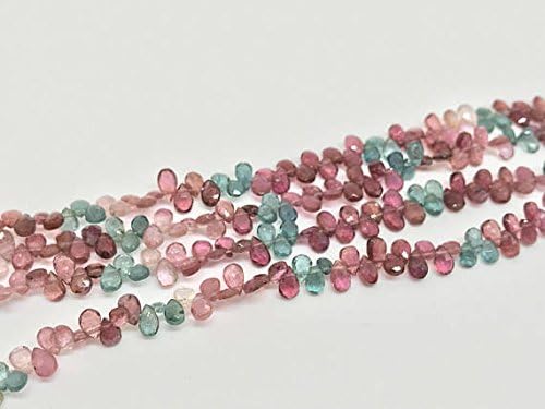 4X6MM Tourmaline FacetedPearBriolettes, Tourmaline Briolettes, 8.5 Inch Strand Multi Color Tourmaline, Tourmaline Layout, Small Drops