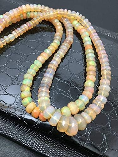 Ethiopian Opal Faceted Rondelle 4 to 8 mm 18 Inch Long/Faceted Opal Beads/Welo Opal/Rondelle Opal Beads Code-HIGH-42898