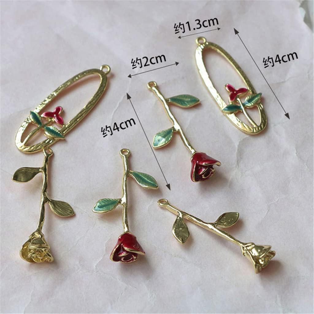 SIDUFHAOPKLL Vintage Rose Alloy Oil Drip Earrings Jewelry Accessories Pendant Handmade DIY Making Material Kit(Black)