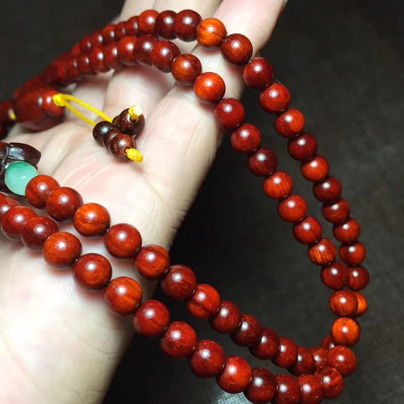 Mascot Wooden Crafts Wood Carving Art Wood Decoration Artwork 小叶紫檀0.6 * 108颗带星 搭配水滴挂坠内搭梅 珠子圆润饱满(小叶紫檀水滴花朵款8MM)