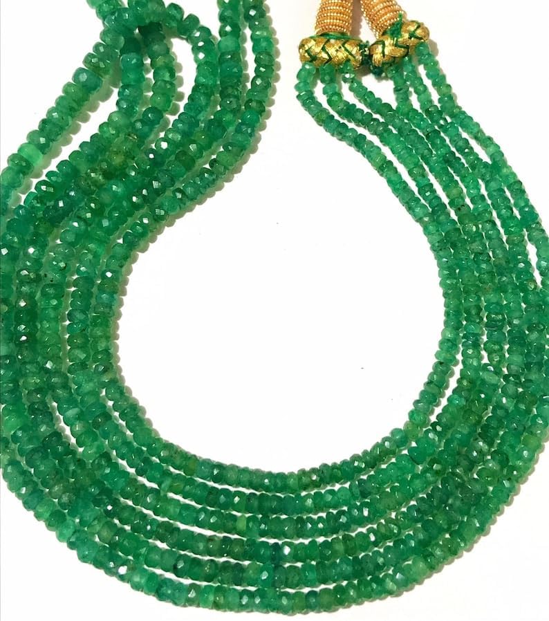 Natural Emerald Necklace RONDELLE Faceted Beads 3X5MM 18 inch Long String Jewelry Making Gemstone Beads for Necklace Bracelet