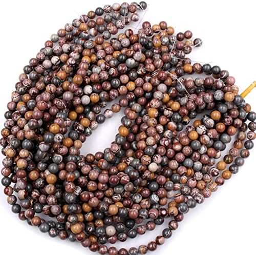 13 inch Strand of Natural gem Dendritic Rhyolite, 6 mm Round Smooth Beads for DIY Jewelry Making. | Beads_03727, as per photo