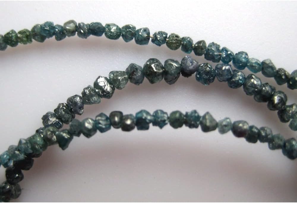 2mm Blue Rough Diamond, Blue Raw Uncut Diamond Beads, Blue Rondelle Diamonds, Blue Loose Diamonds For Jewelry (4IN To 16IN Options), 1-2 MM