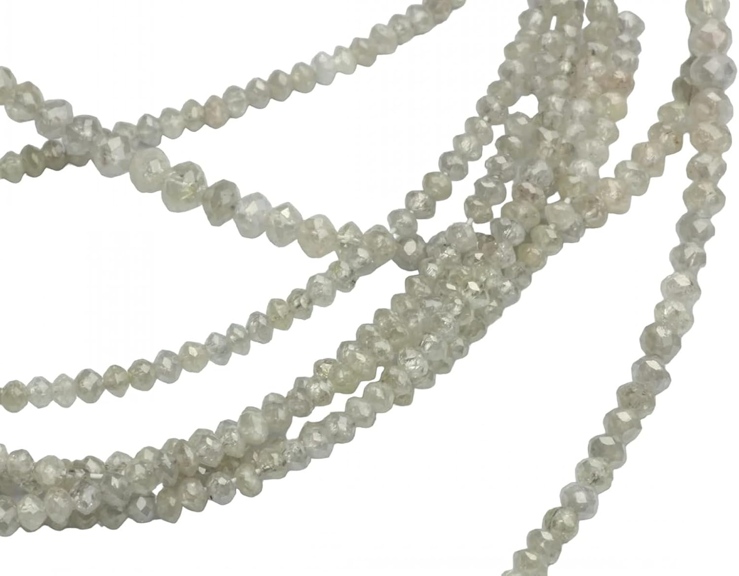1 Strand Gray Diamond 2.5mm Faceted Rondelles Beads Natural Precious Diamond Beads 16