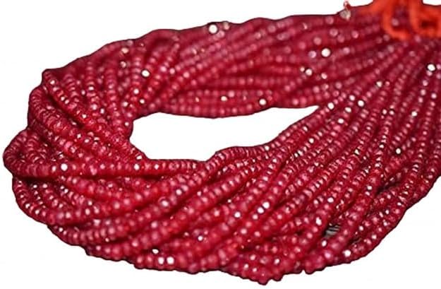 Natural Ruby Micro Faceted Rondelles, Size 5.80-6 mm Approx,16 inch lot of 10 Strands CHIK-STRD-95668