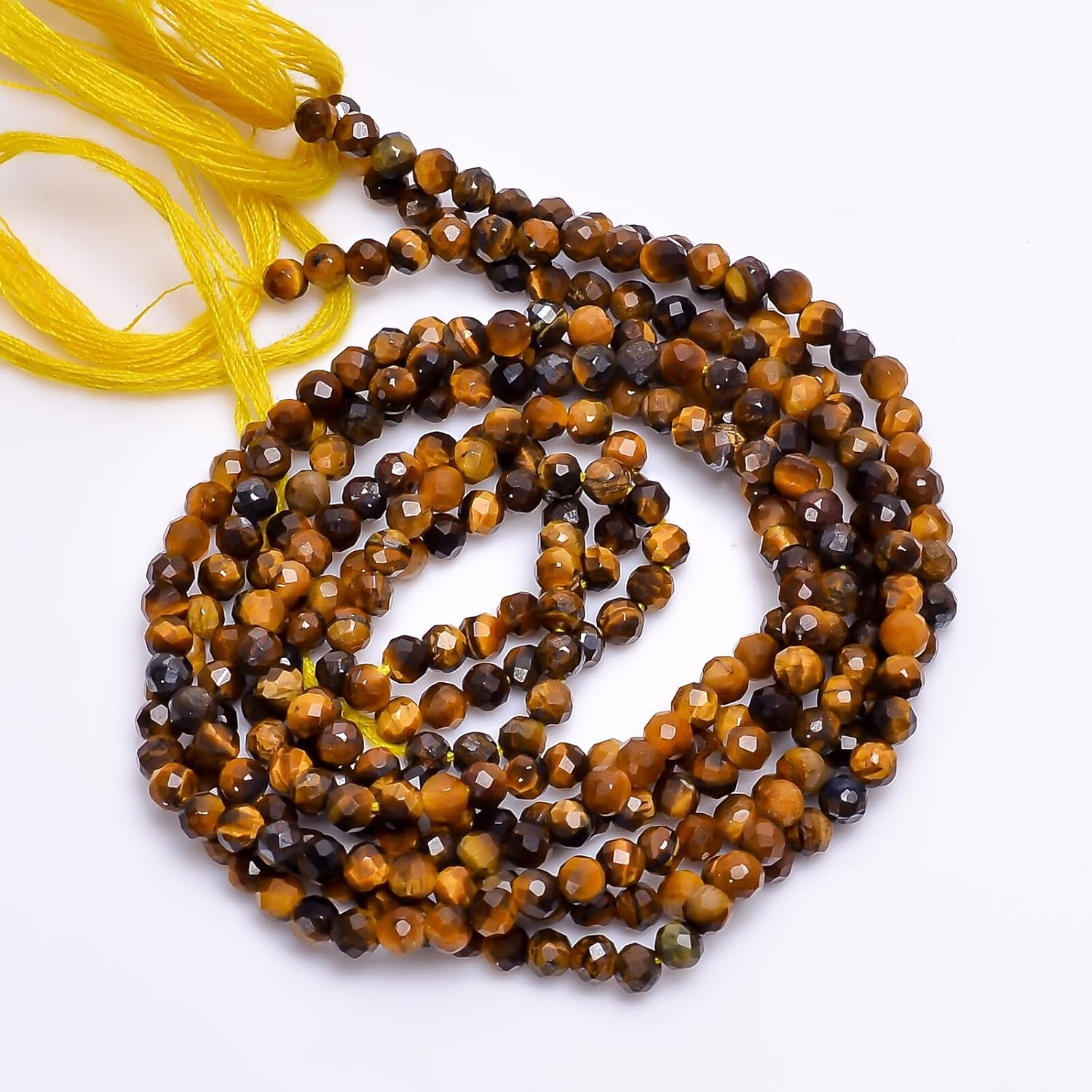 Natural Tiger Eye Gemstone Round Faceted Beads 3X3 mm 50 Strand 13