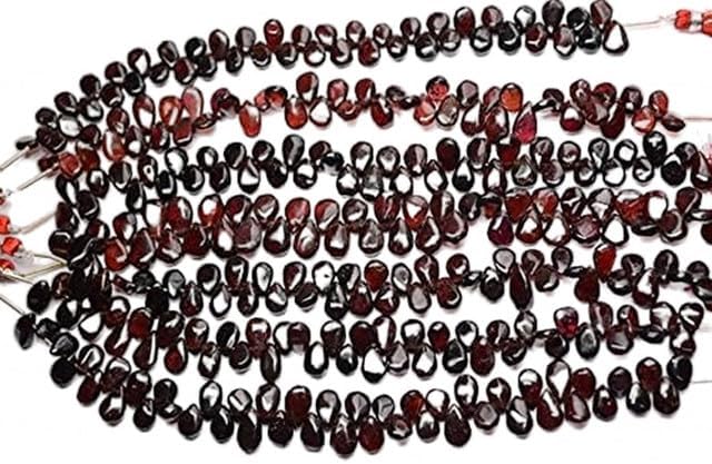 7 Inch 7x10-7x12mm Natural Pyrope Red Garnet Smooth Pear Shape Briolette Beads lot of 10 Strands CHIK-STRD-95038