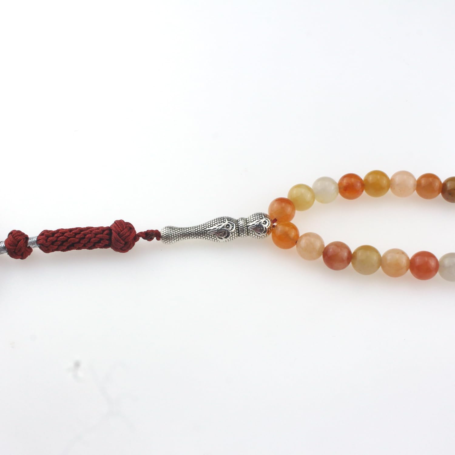Muslims Islamic Dhikr Tasbeeh Tasbih Prayer Beads, 99 Colorful Jade Stone Beads with Tassel