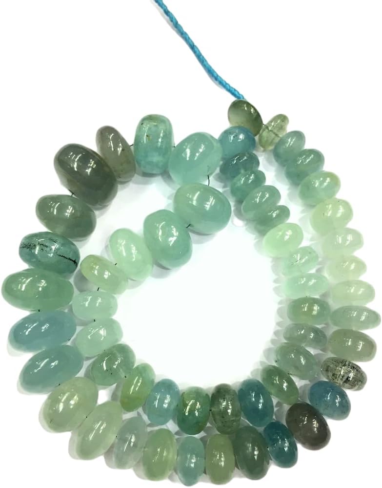 13 inch Strand of Natural gem Aquamarine, 10-16mm rondelle Smooth Beads for DIY Jewelry Making. | Beads_01844