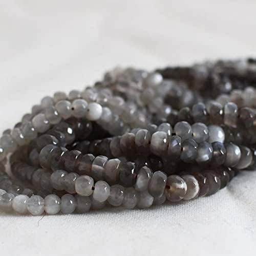 13 inch Strand of Natural gem Gray, 8x6mm rondelle Faceted Beads for DIY Jewelry Making. | Beads_03822