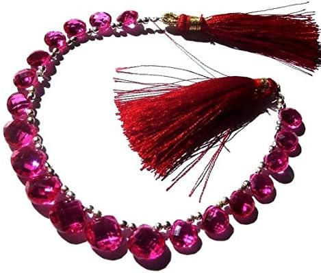 Hot Pink Corundum Quartz Faceted Heart Briolettes Size 7-9mm 4 Inch Long Strand. Code-HIGH-40551
