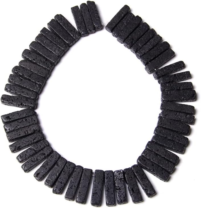 Natural Crystal Stone, Natural Quartzs Crystal Stick Point Beads Natural Stone Top Drilled Stick Beads for Jewelry Making(Black Agate,About 15 inch)