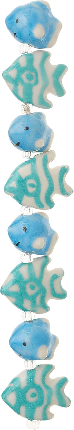 Bead Landing Blue Fish Mix Ceramic Beads, 12 Packs: 8 ct. (96 Total)