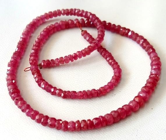 BEADS GEMSTONE Ruby GLASS FILLED faceted beads,rondelles beads,Good quality 3 mm - 4 mm,14 Inch Long strand [E2055] good quality Code-HIGH-32672