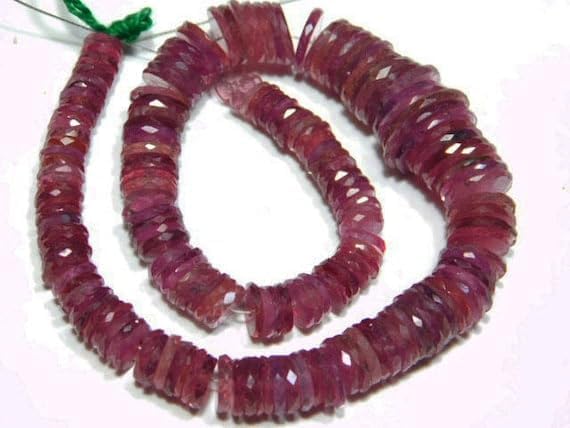 BEADS GEMSTONE 179 carat-Ruby Micro Cut Flat Big Tyre Shape Rondelles -8.50 Inch Long Strand-Stones measure- 6-11mm Code-HIGH-5923
